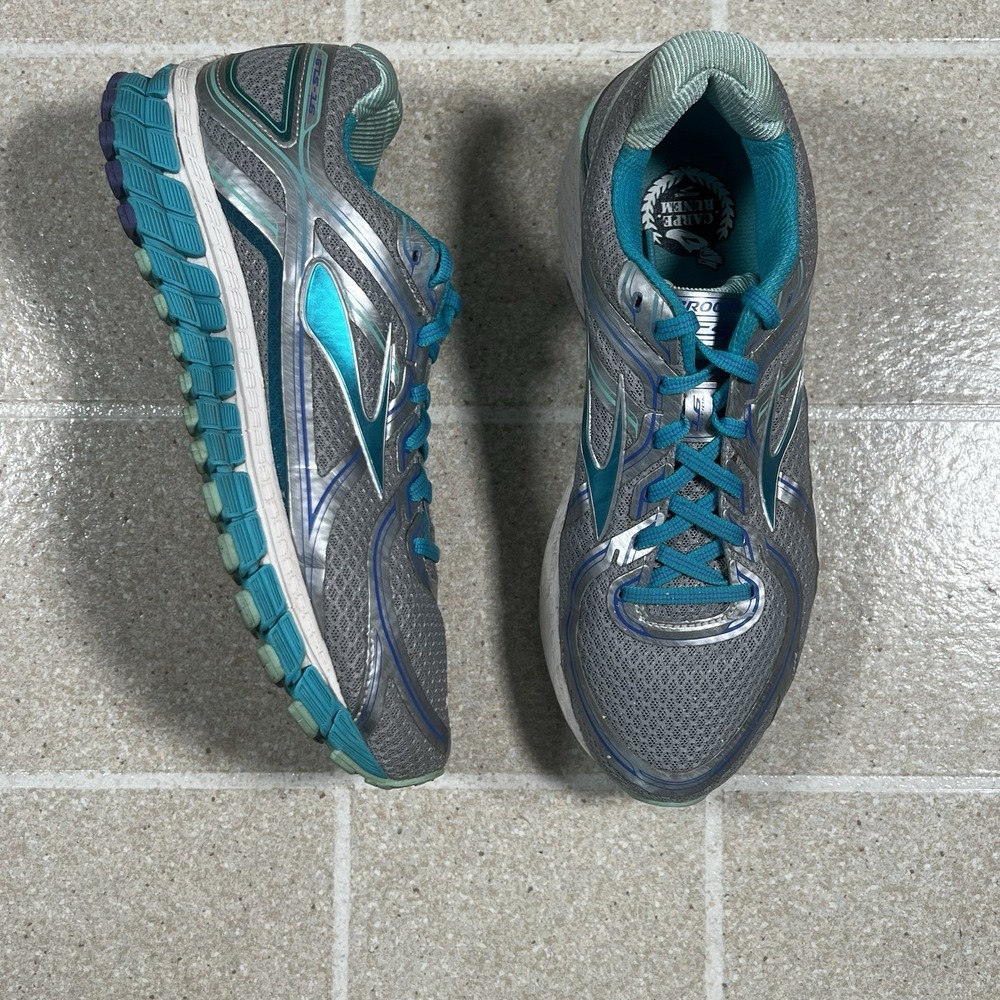 Brooks GTS 16 Edition Running Shoes Gray Silver Aqua Blue Green Women's‎ Size 10